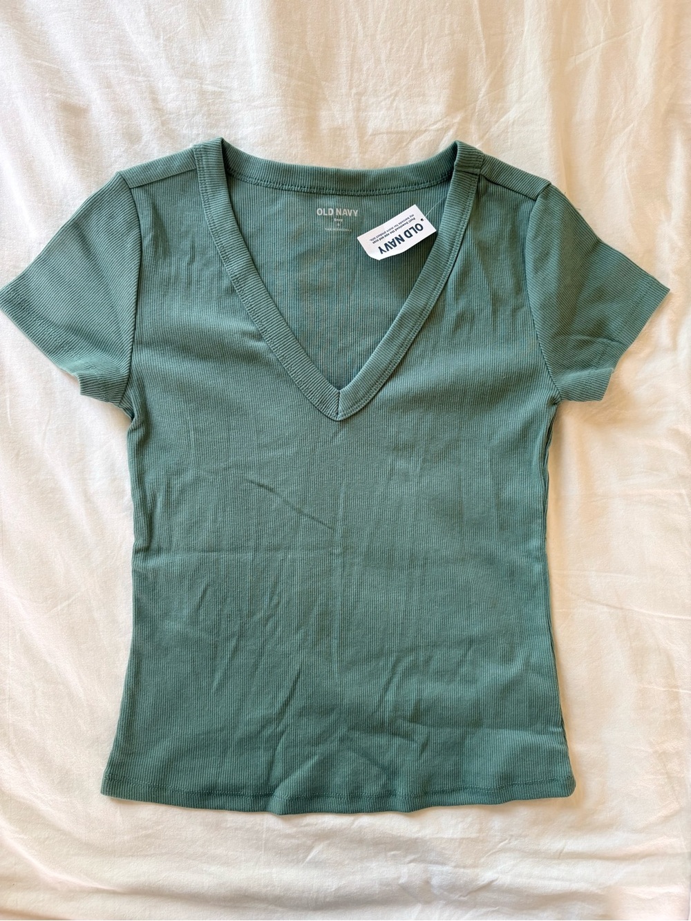 Old Navy Teal Ribbed V-Neck Short Sleeve Tee